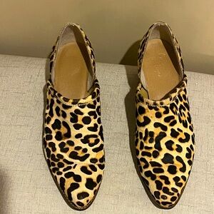 Crown Vintage Morrison Leather Leopard Print Fur Pointed Toe Slip-on Boots, 8